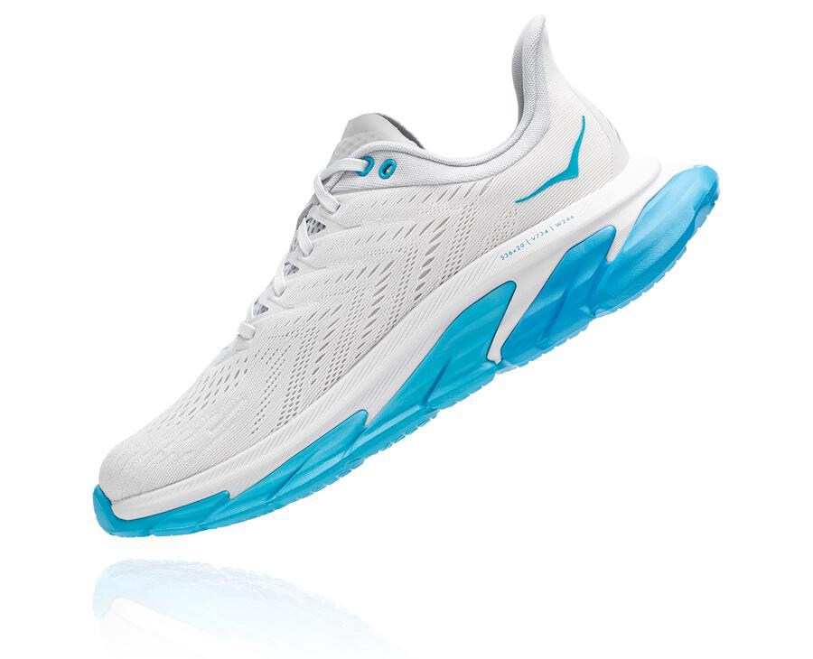 Running Shoes Mens - Hoka One One Clifton Edge - White/Blue - HJZAINE-98